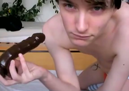 Young gay twin tries anal sex with dildo in his ass for the first time